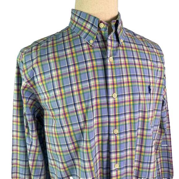 Ralph Lauren Other - Ralph Lauren Mens Sz L Classic Fit Plaid Long Sleeve Button Down Shirt Blue Pink